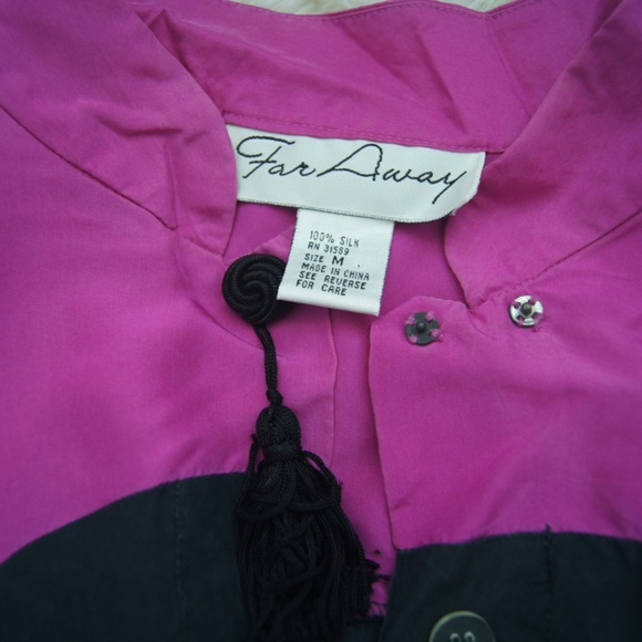 Vintage Far Away Women's 100% Silk Long Dress 3/4 Bell Sleeve Size M Oversized M - Picture 7 of 7